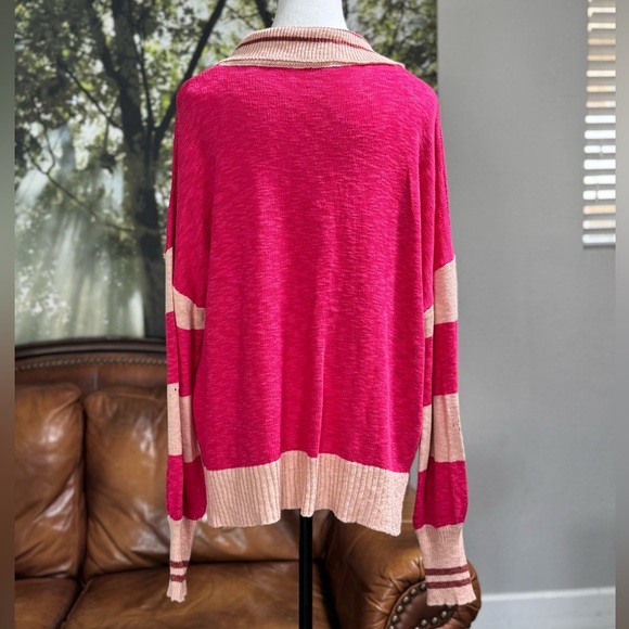 NWOT Unbranded Pink Striped Viscose Sweater L - Picture 4 of 11